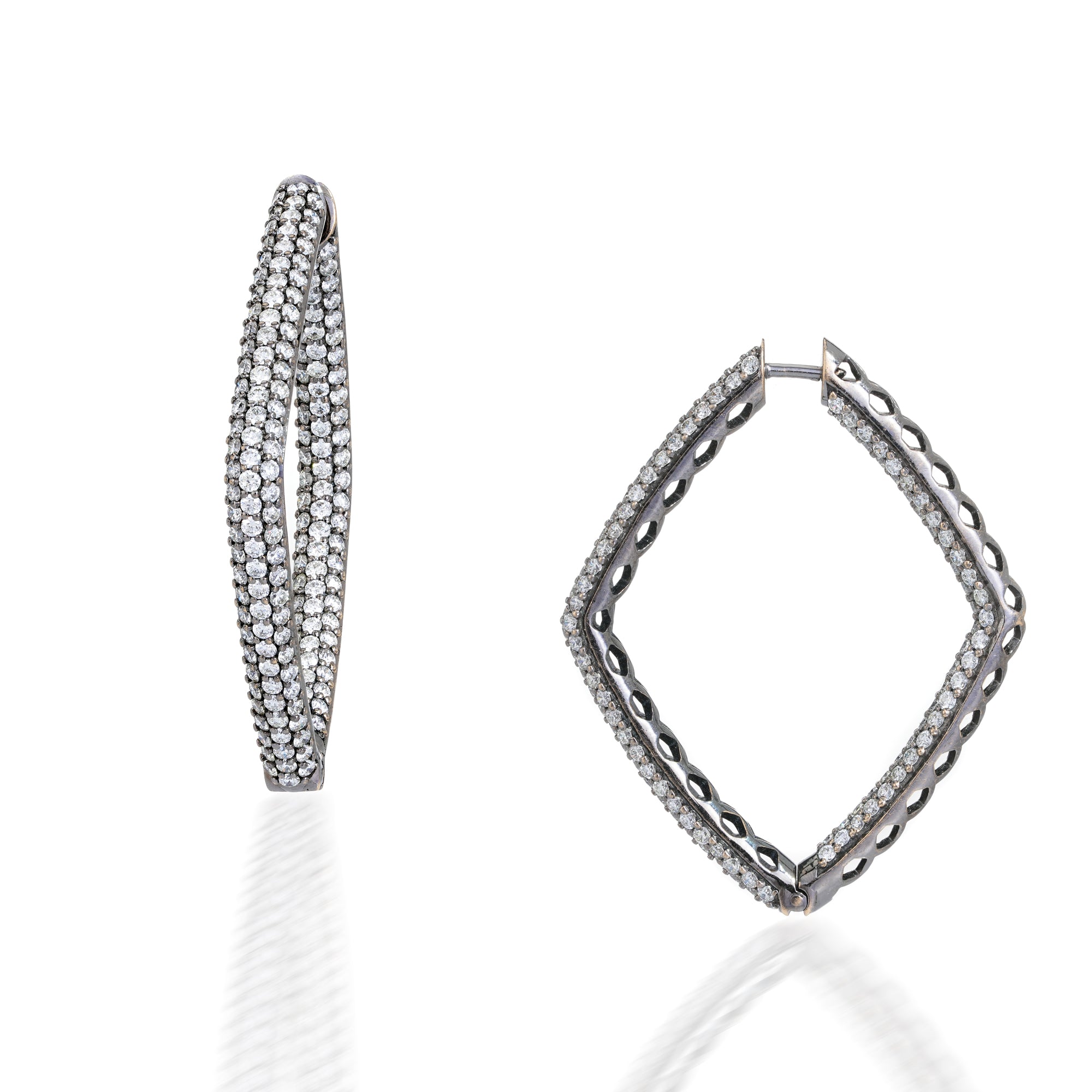 Geometric Hoop Diamond Earrings