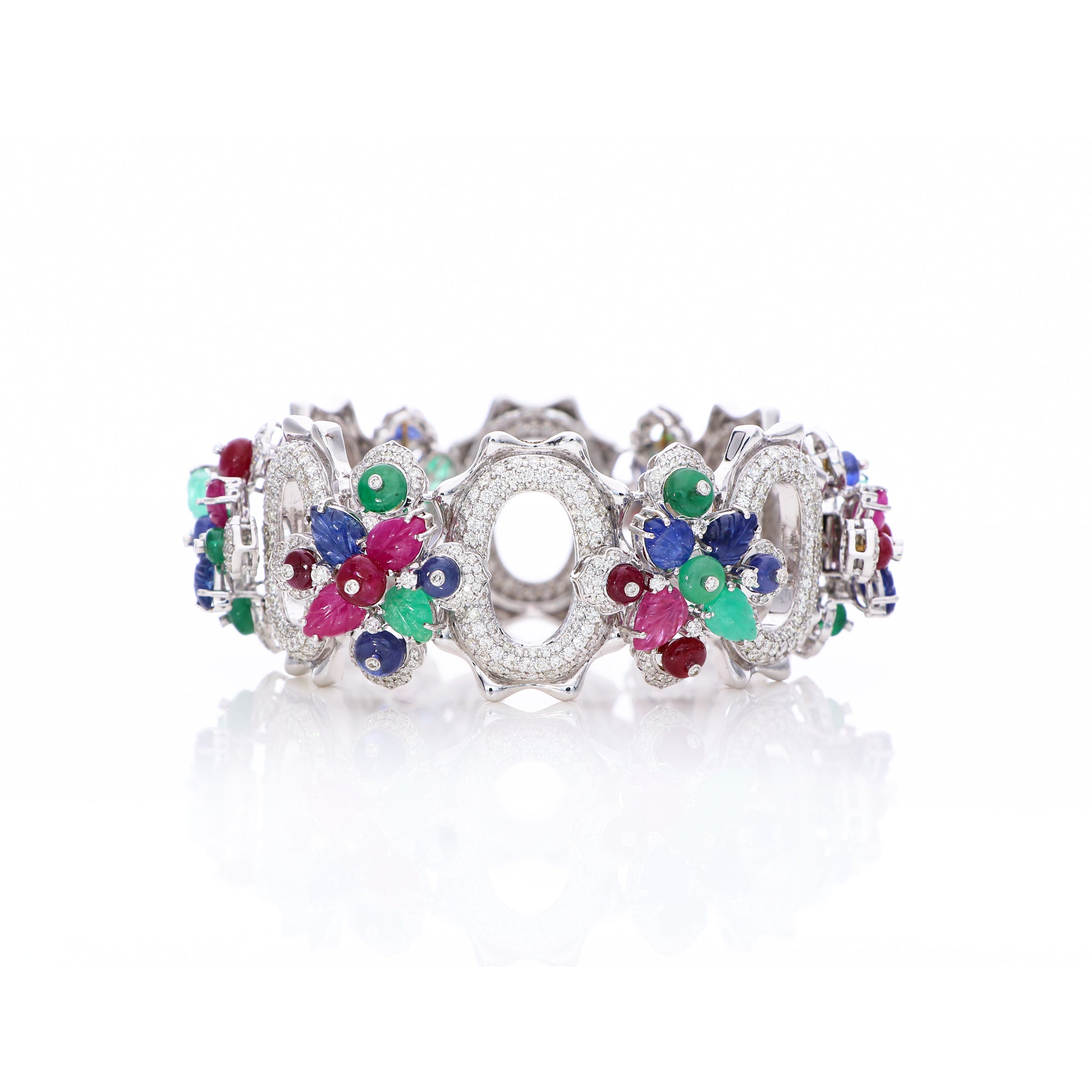 Colored Stone and Diamond &#39; Tutti Frutti&#39; Bracelet
