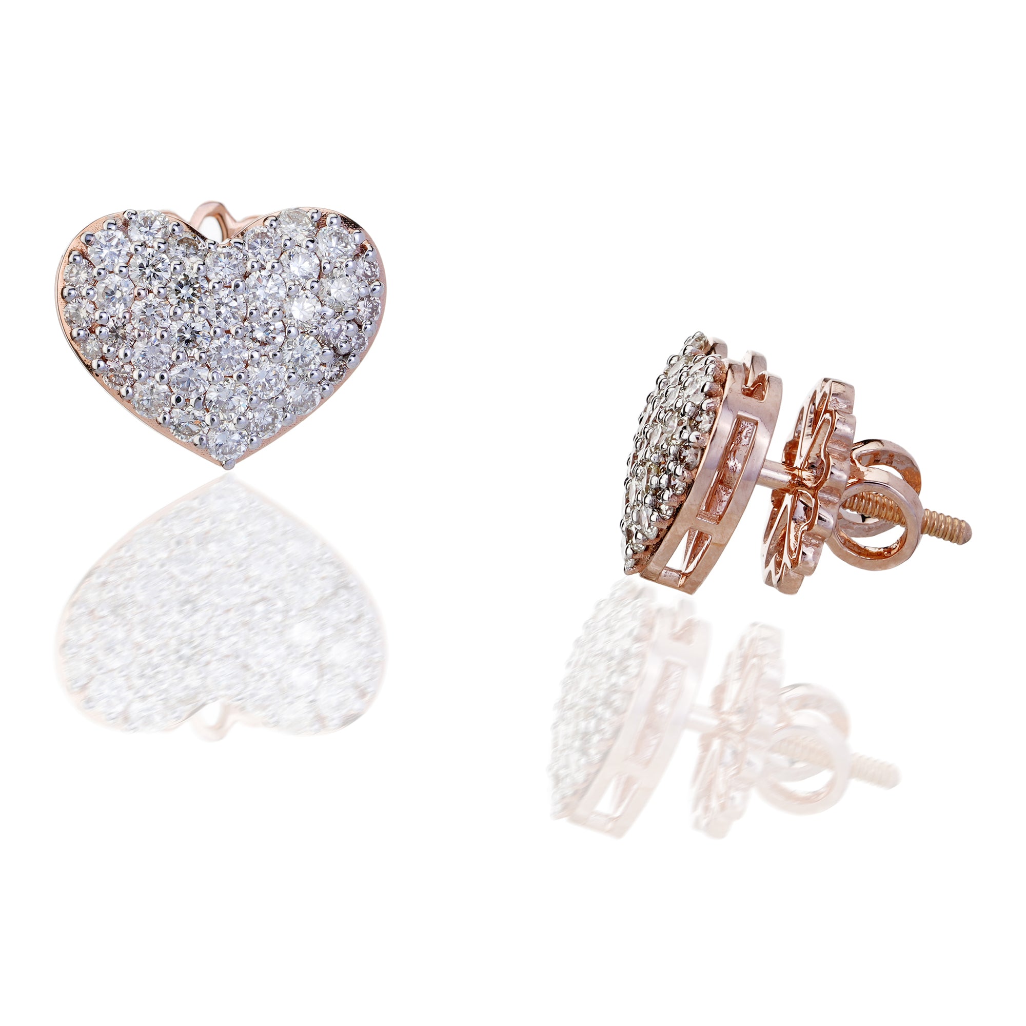 Black Diamond Pave Heart Earrings in 14k White Gold (.38ct) - Cosanuova