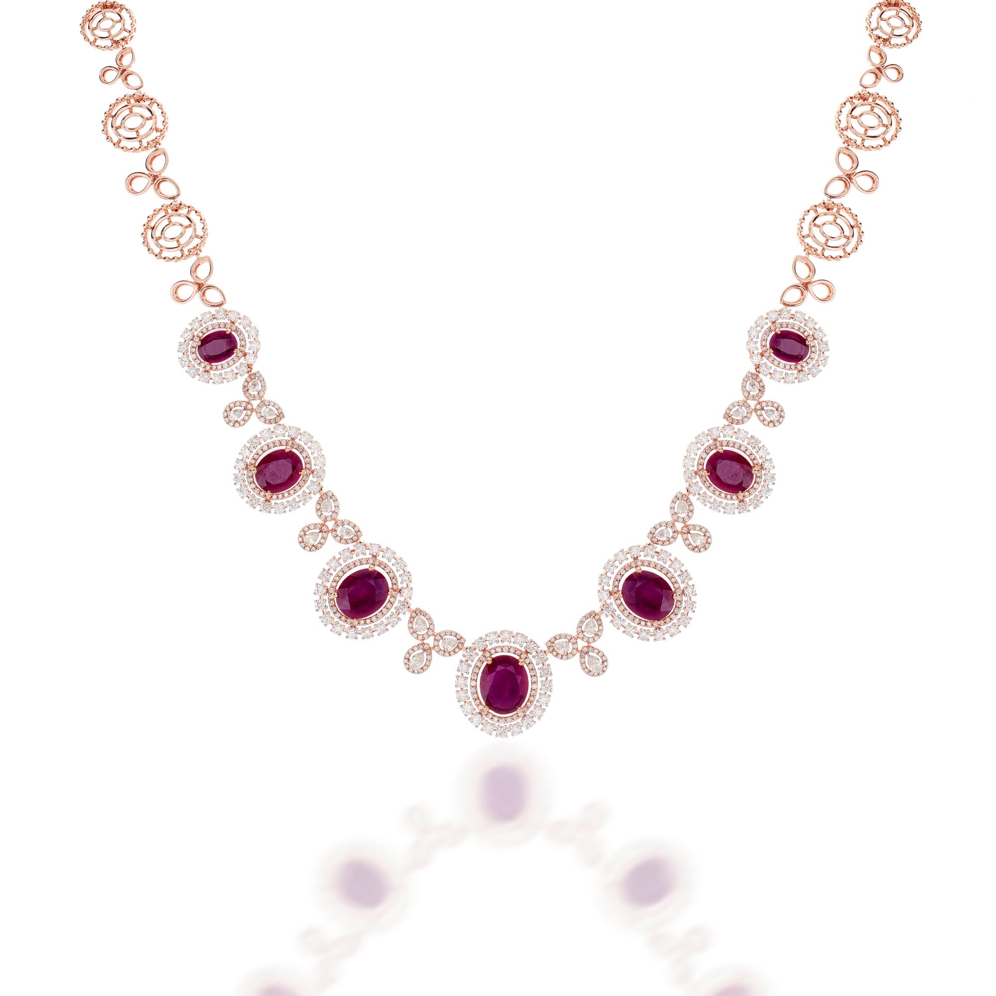 Charming Ruby Diamond Necklace Set