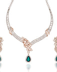 Dual Tone Floral Diamond Necklace Set