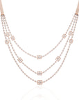 Elegant Triple Lines Diamond Necklace Set