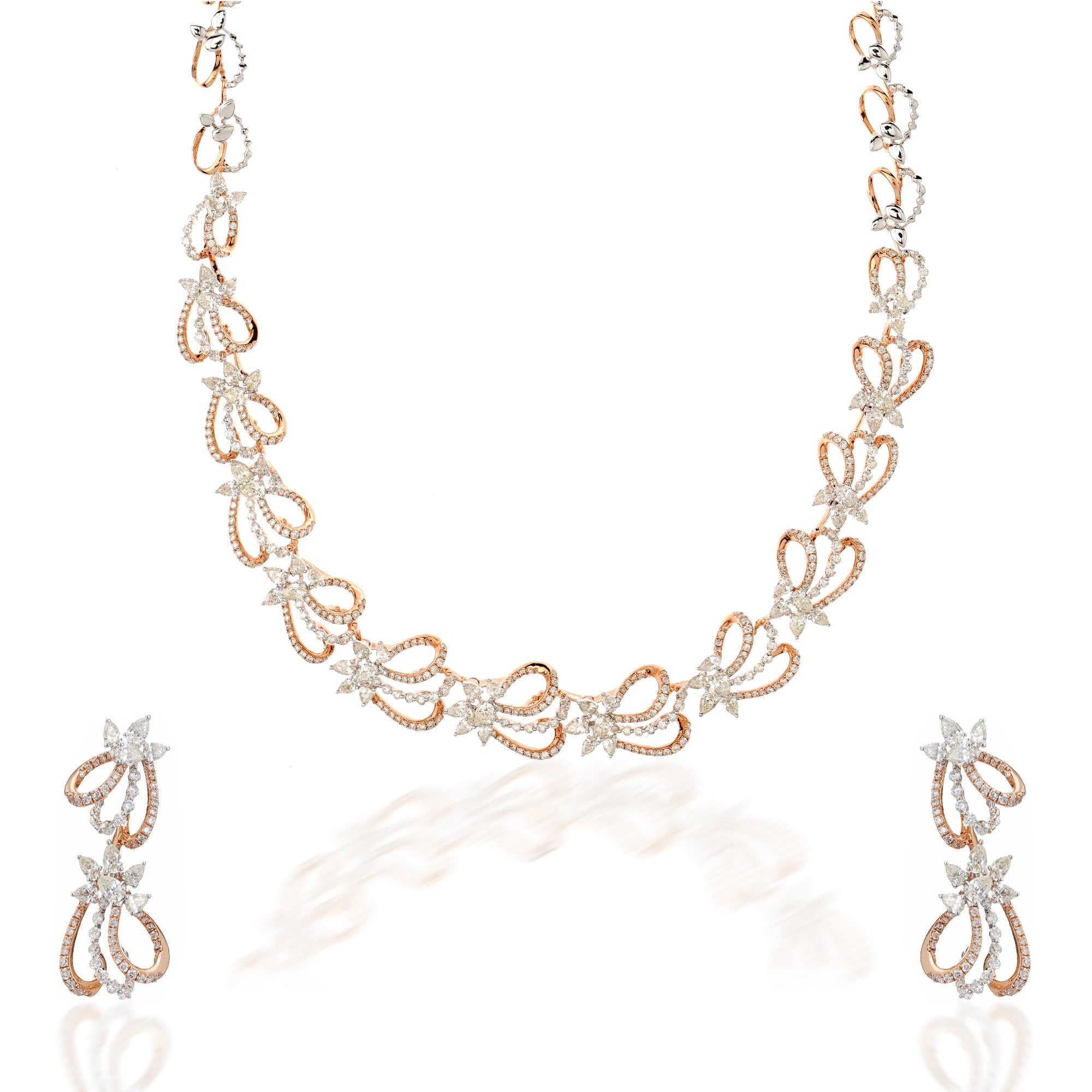 Enchanting Rose Gold Diamond Necklace Set