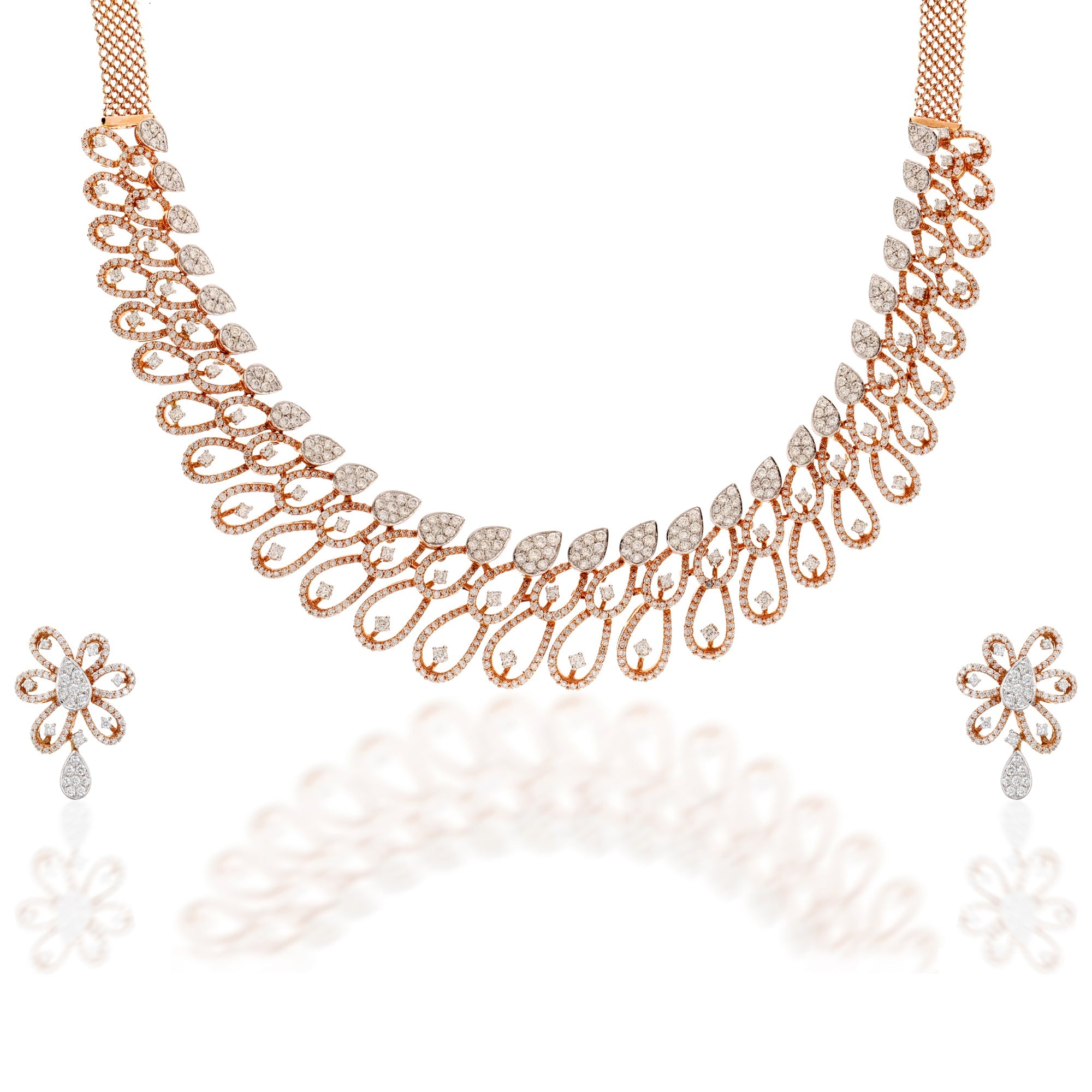 Fancy Petals Diamond Necklace Set