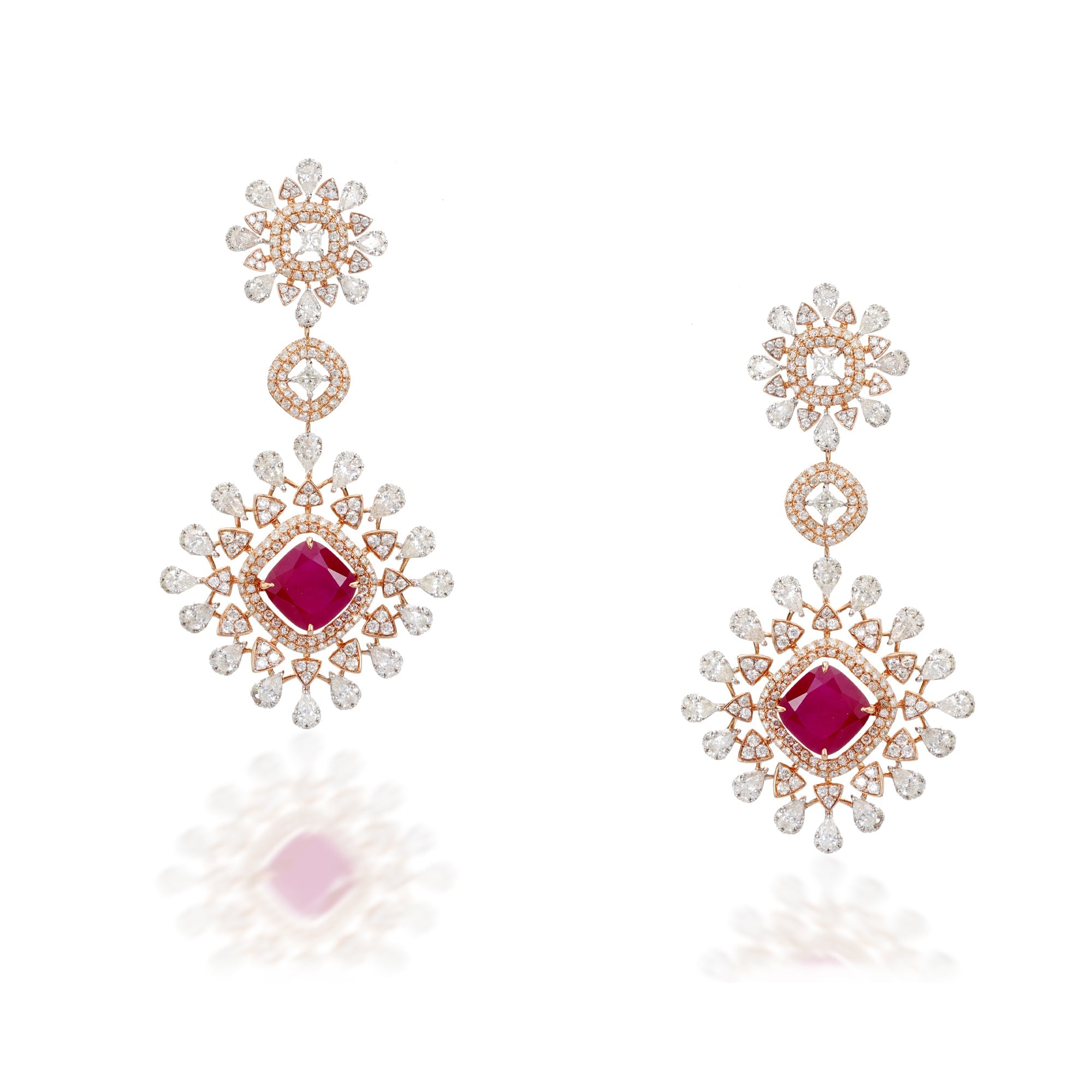 Floral Ruby and Diamond Necklace Set