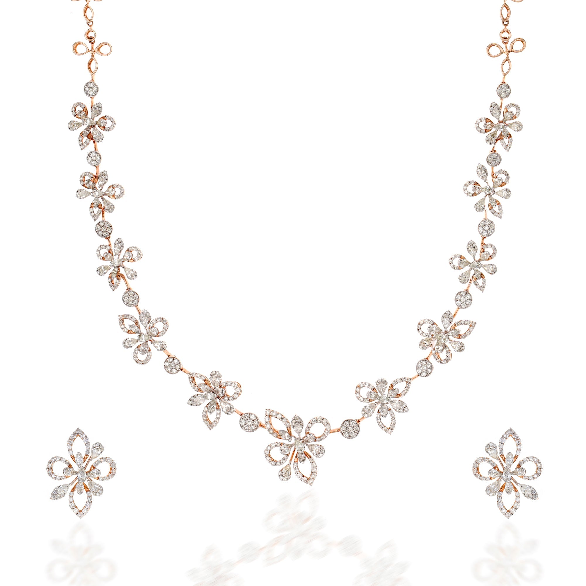Mesmerising Floral Diamond Necklace Set