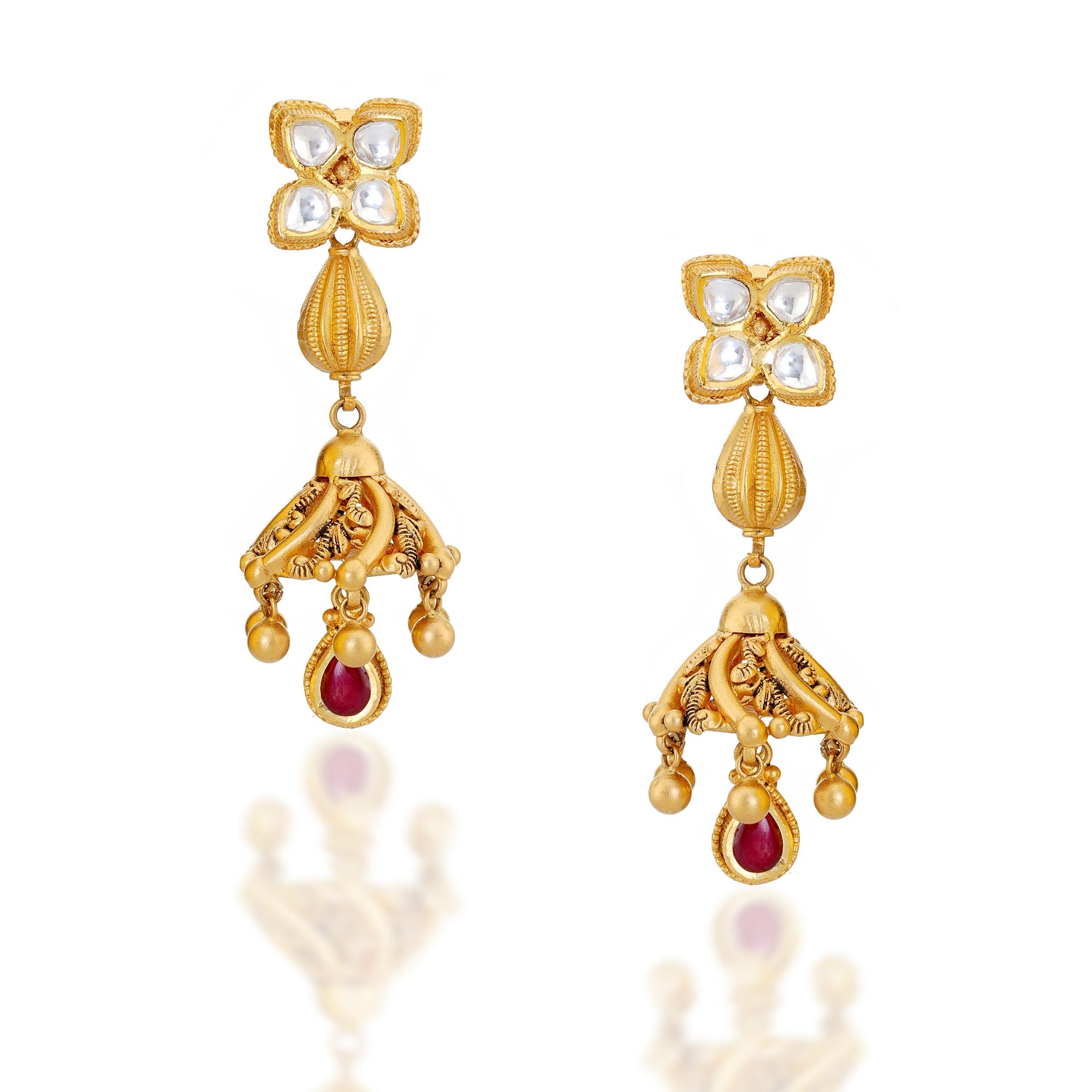 Usha Polki And Diamond Earrings – Tyaani Jewellery LLP