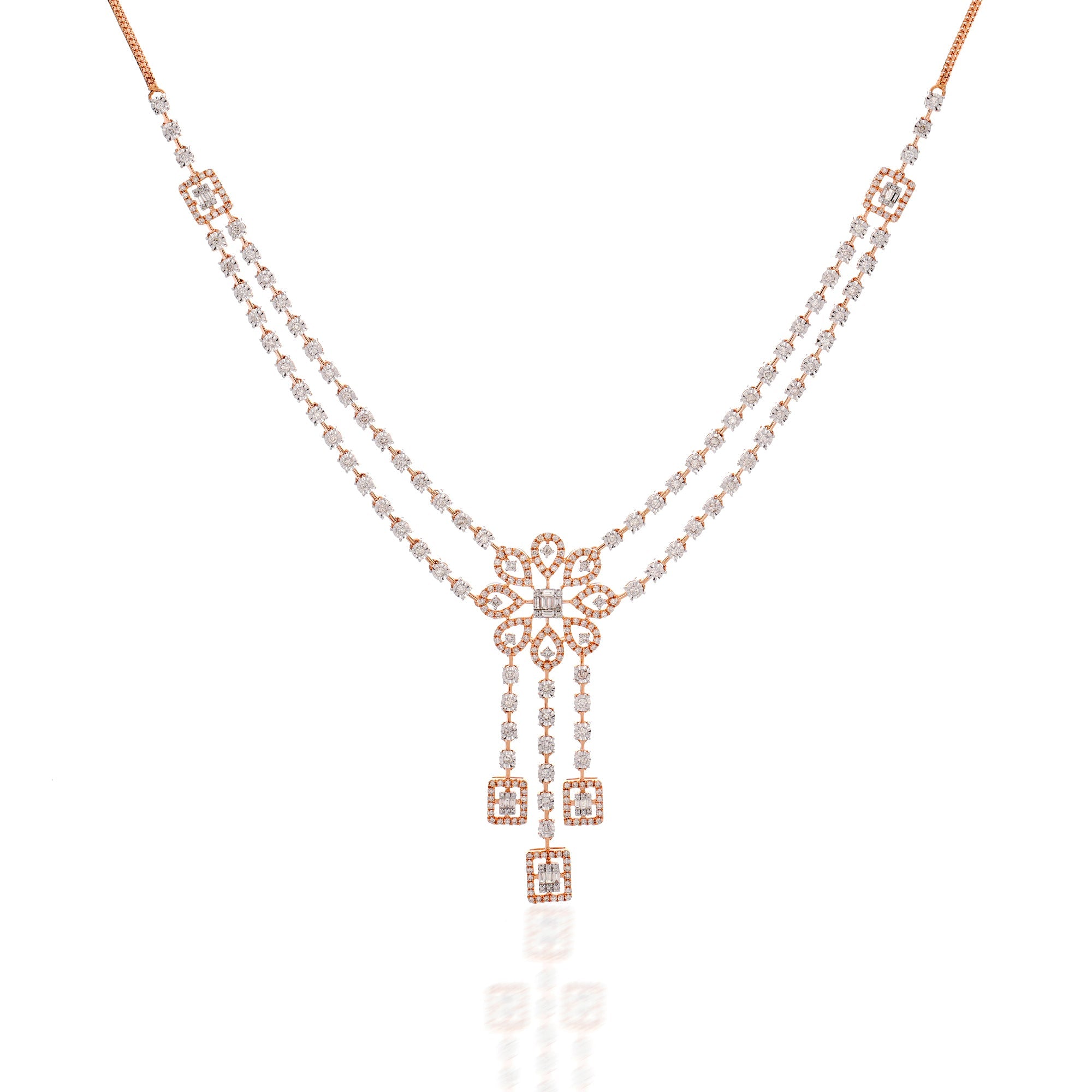 Stunning Floral Diamond Necklace Set